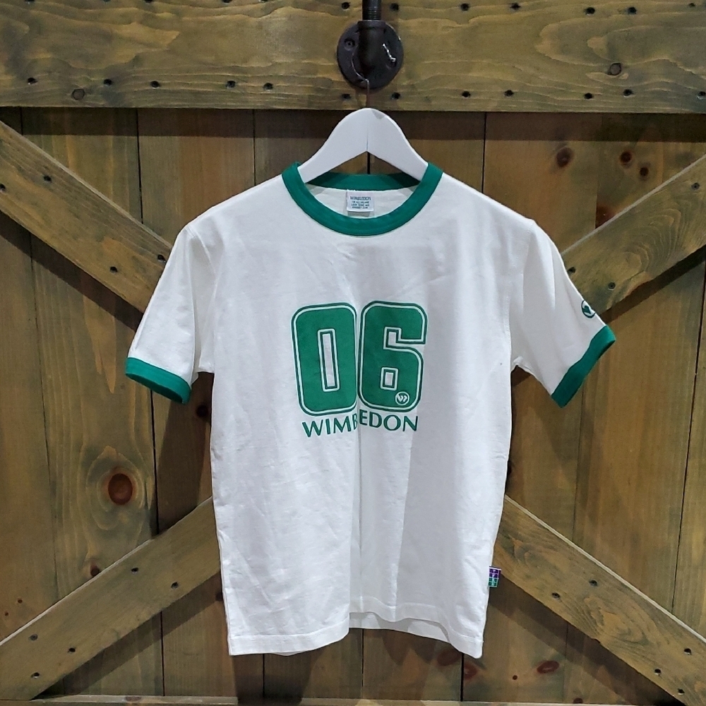 06 Wimbledon White and Green Tee England Lawn Tennis Croquet Club  Rugby Polo